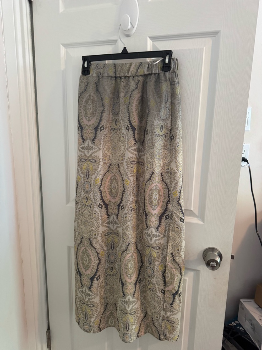 Philosophy Printed Maxi Skirt in Beige with Pastel Accents